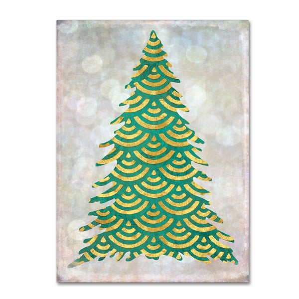 Cora Niele 'Decorated Green and Gold Xmas Tree' Canvas Art - - 16291933