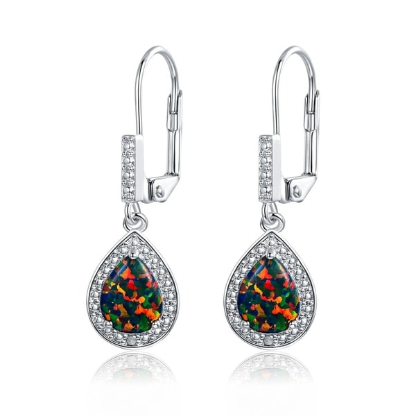 Shop Gold Plated Black Opal & Diamond Accent Teardrop Earrings - On Sale - Free Shipping Today ...