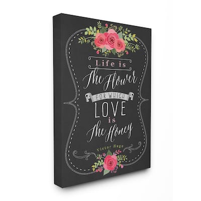 Stupell Life is the Flower Love is the Honey Typography Stretched Canvas Wall Art