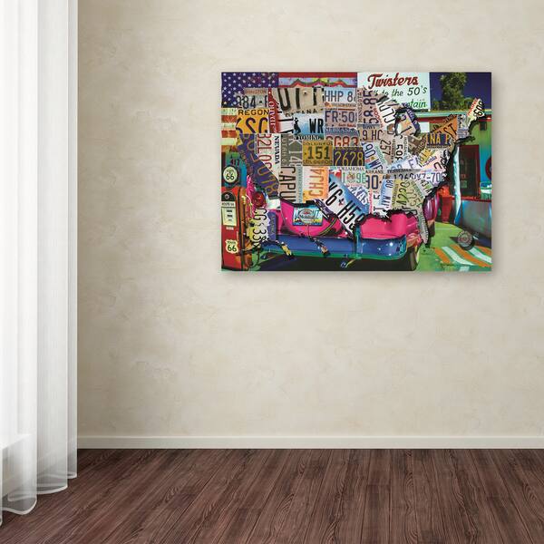 Shop Masters Fine Art Usa License Plate Map Route 66 Canvas Art Overstock 16294635