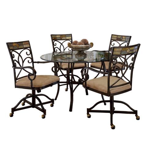Hillsdale Furniture Pompeii Black Gold/Slate Mosaic Metal 5-piece Dining Set With Caster Chairs