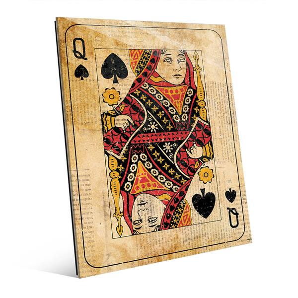 Vintage Queen Playing Card Wall Art on Acrylic - Overstock - 16295277