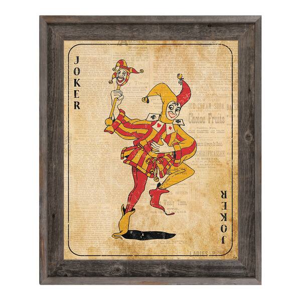 Shop Vintage Joker Playing Card Framed Canvas Wall Art Overstock