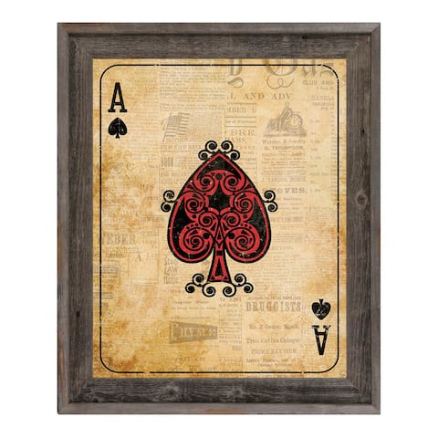 Vintage Ace Playing Card Framed Canvas Wall Art
