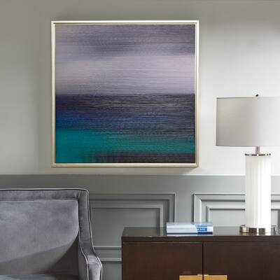 Madison Park Signature Blue Seascape Heavy Brush Gel Coat with Silver Framed