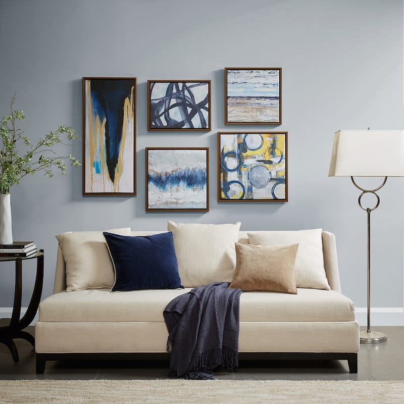 Madison Park Blue Bliss Abstract 5-piece Gallery Framed Canvas Wall Art Set