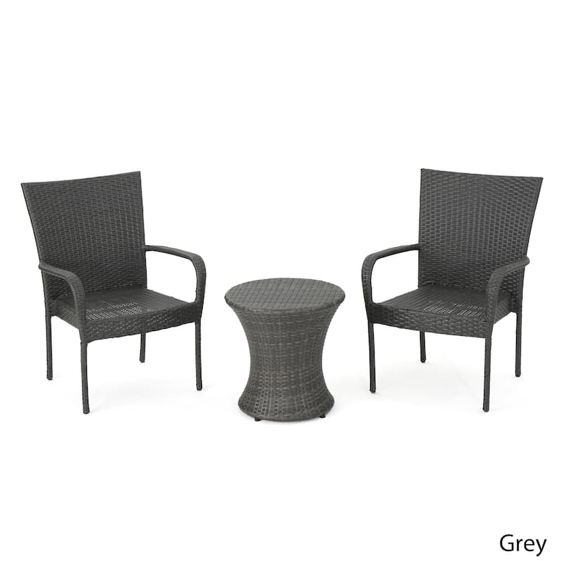 Christopher Knight Home Polk Outdoor 3-Piece Round Wicker Bistro Set