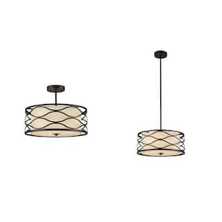 Chloe Gwen Collection 3-light Oil Rubbed Bronze Semi-Flush Mount/Pendant