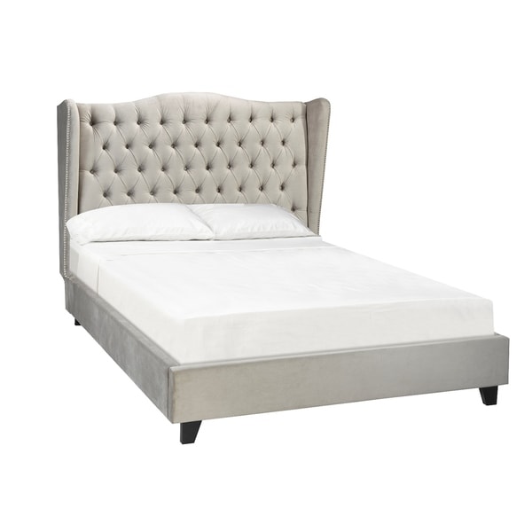 Brassex Beige Upholstered King Size Bed Frame - Overstock - 16302488