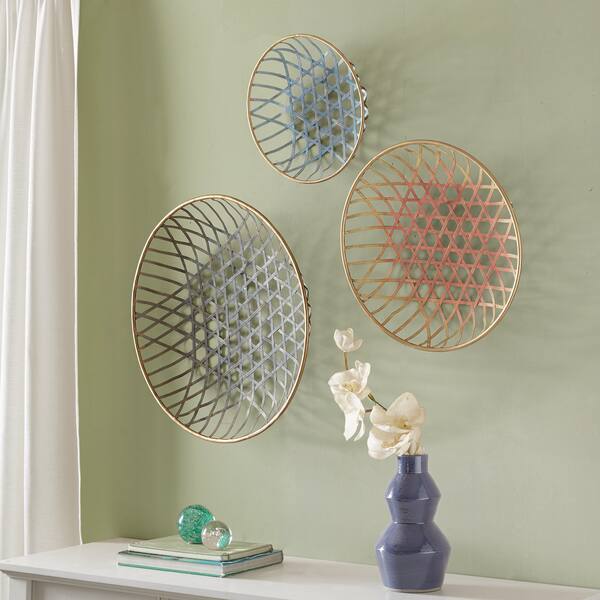 Shop Madison Park Aurora Light Blue Gold Painted Metal Wall Decor