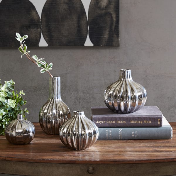 Shop The Curated Nomad Kaplan Silver Ceramic Vases Set Of 4 On