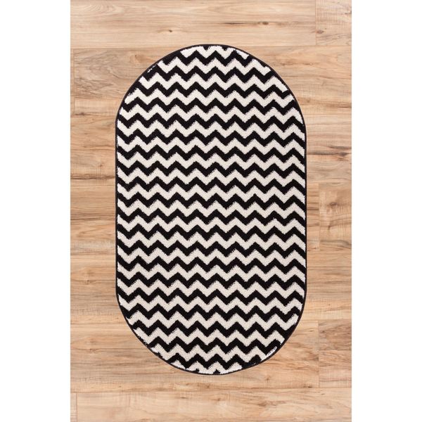 Ellie Modern Chevron Zig Zag Black Oval Area Rug 2 6 X 4 Ellie Modern Chevron Zig Zag Black Oval Area Rug 2 X27