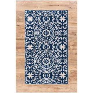 Well Woven Ellie Modern Circles And Swirls Navy Mat Accent Rug - 2'3