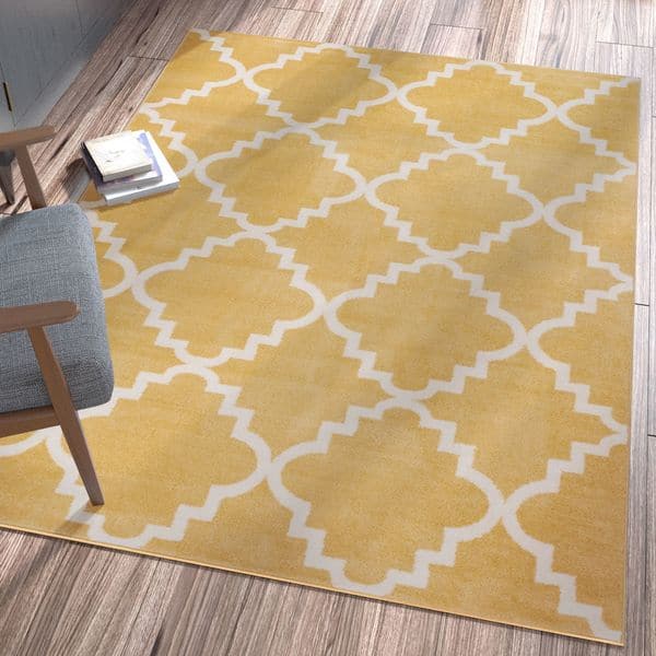 Area Rug Gold Diamond Pattern Well Woven Ellie Modern Bold Trellis Diamond Pattern Gold Area Rug - 7 ...