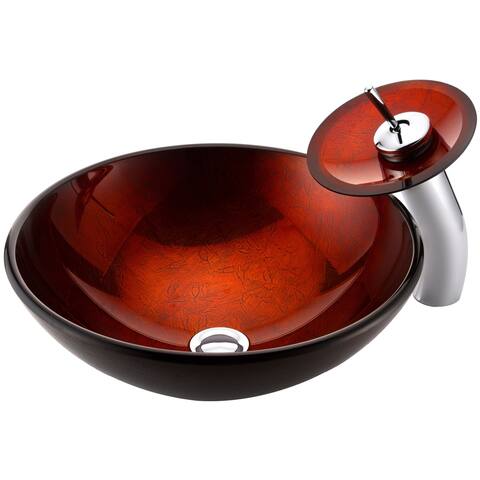 ANZZI Arc Series Vessel Sink in Layered Amber