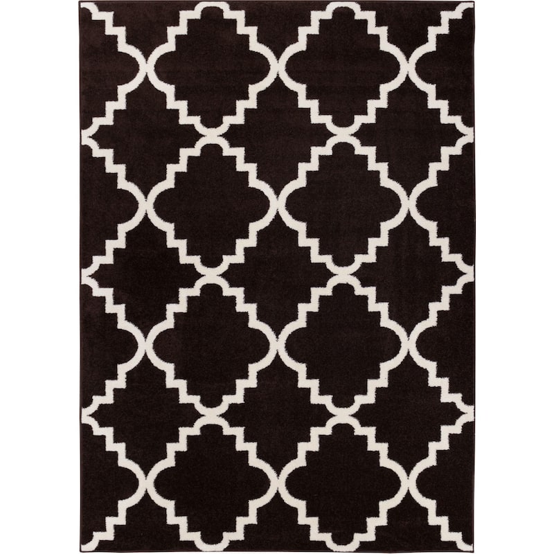 Well Woven Ellie Modern Bold Trellis Diamond Pattern Black Area Rug - 3' 3" x 4' 7"