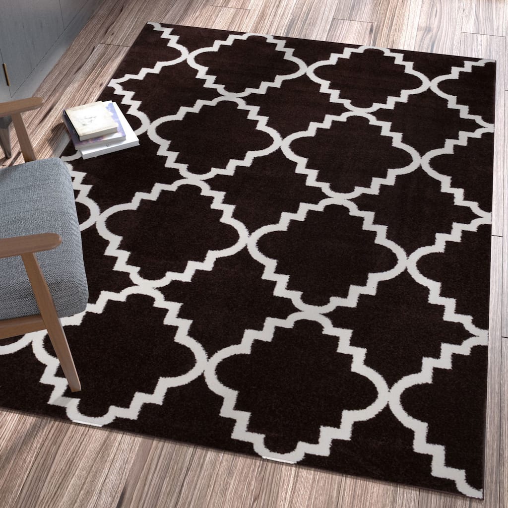 Well Woven Ellie Modern Bold Trellis Diamond Pattern Black Area Rug - 3' 3" x 4' 7"