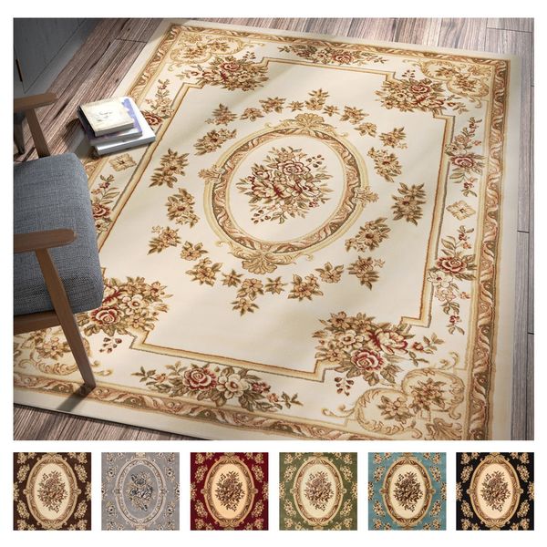 Well Woven Agra Traditional French Country Aubusson Floral Area Rug 9'3" x 12'6" Overstock