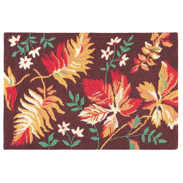 Hand Hooked Falling Leaves Indoor/Outdoor Rug 2x3