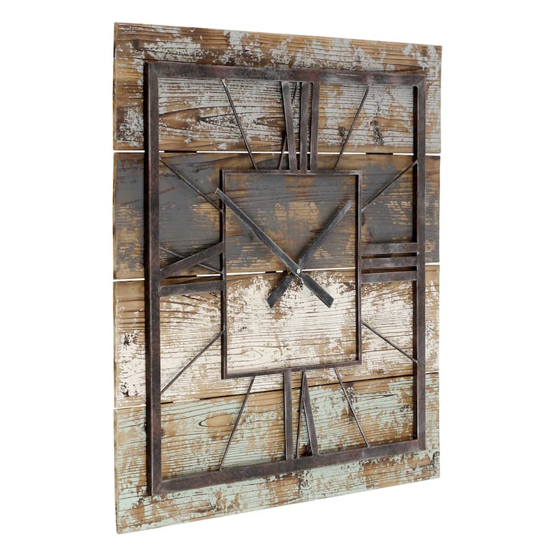 The Gray Barn Jartop Square Distressed Wood Wall Clock