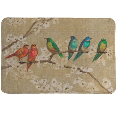 Laural Home Birds in Bloom Memory Foam Rug