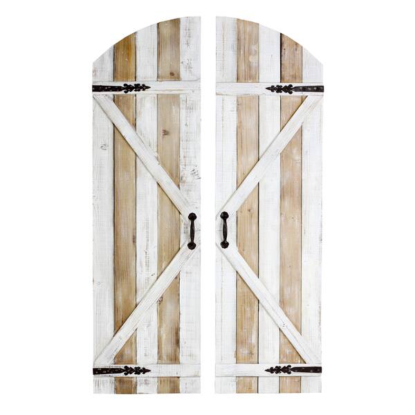 Shop Melrose Farmhouse Doors Wall Decor Set Of 2 Overstock