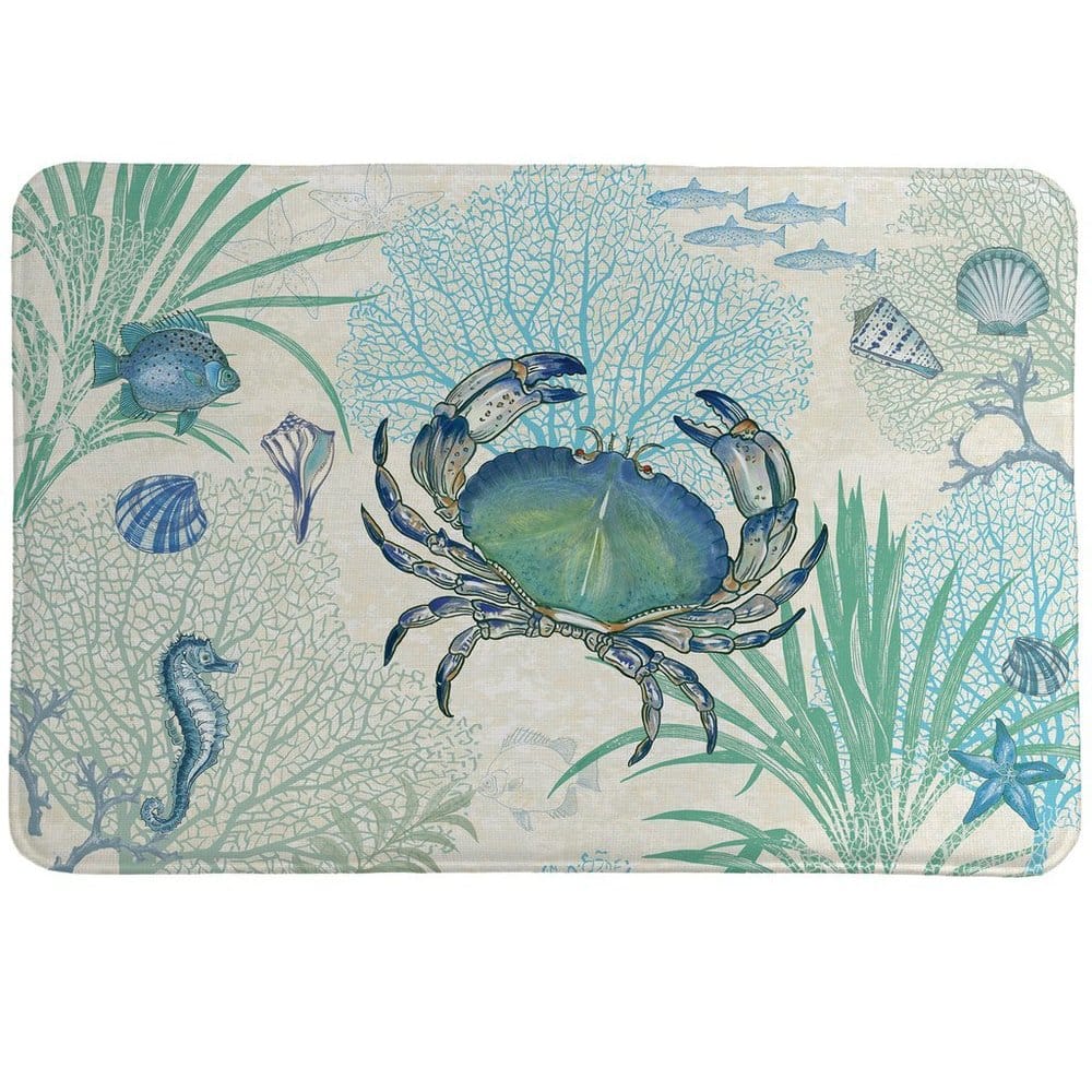 Laural Home Blue Creature of the Sea Memory Foam Rug