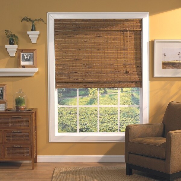 Radiance Havana Pecan Woven Wood Bamboo Roman Shade