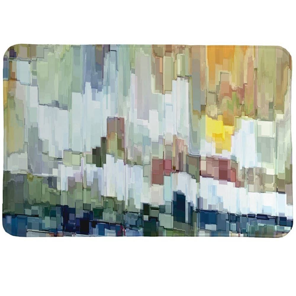 Laural Home Abstract Brush Strokes Memory Foam Rug