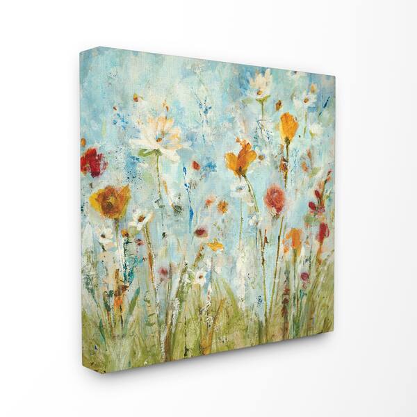 Abstract Summer Wildflowers Stretched Canvas Wall Art - - 16303997
