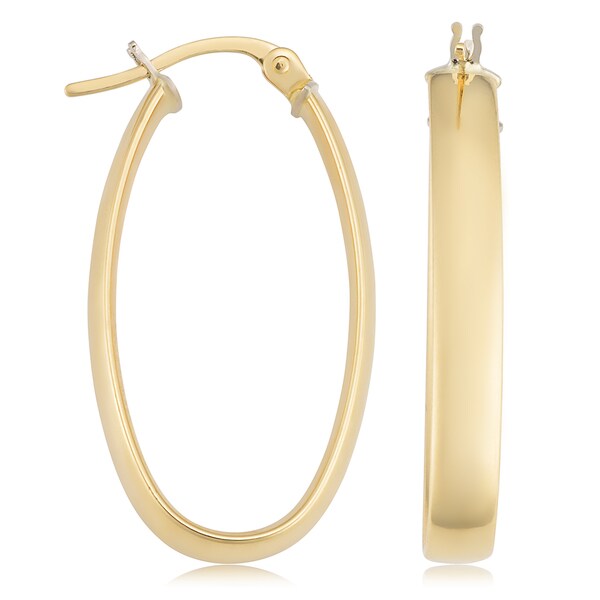 Fremada Italian 18k Yellow Gold Oval Hoop Earrings 1 15 On Fremada Italian 18k Yellow Gold Oval Hoop Earrings 1 15