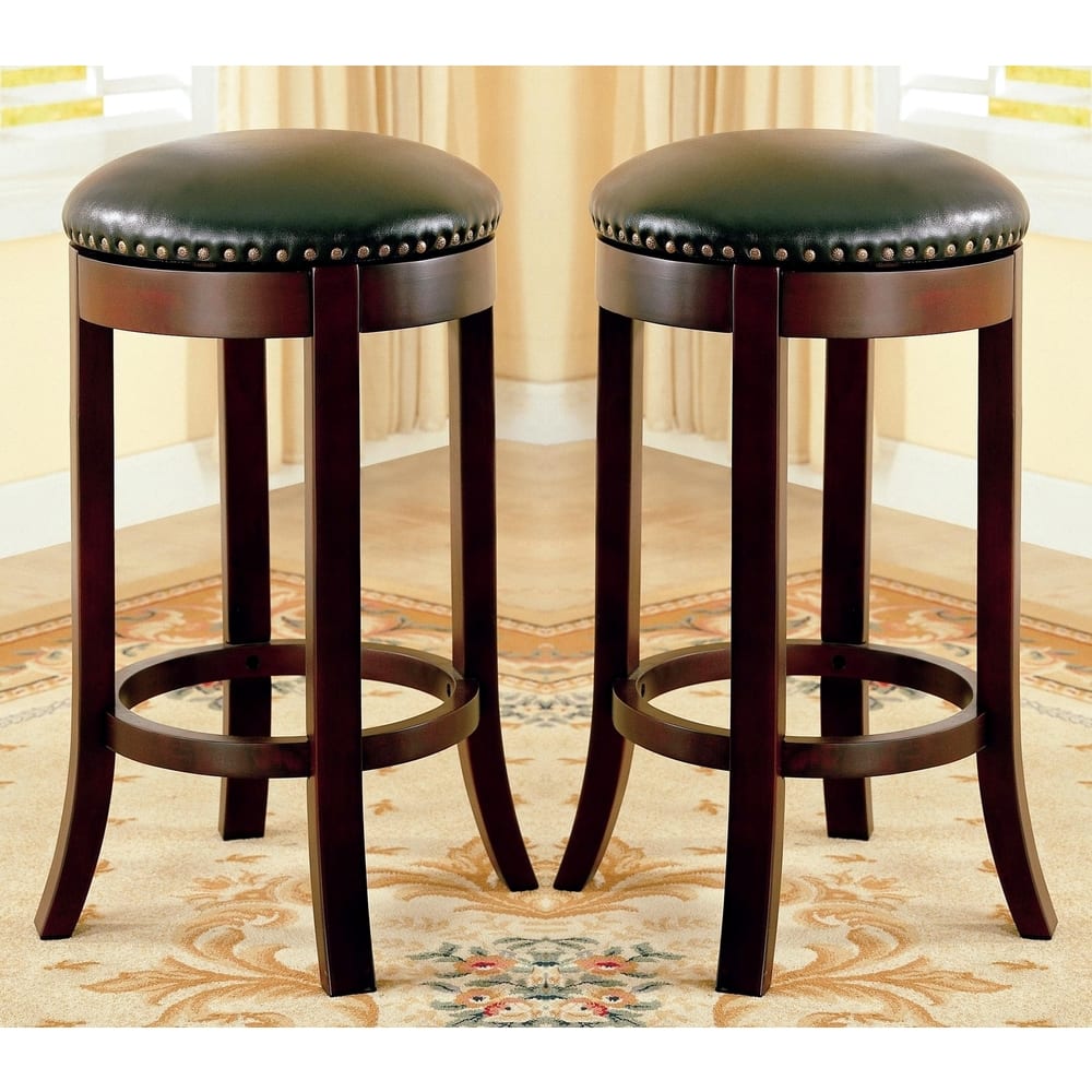 Wilmington Swivel Bar Stools with Nailhead Trim (Set of 2)
