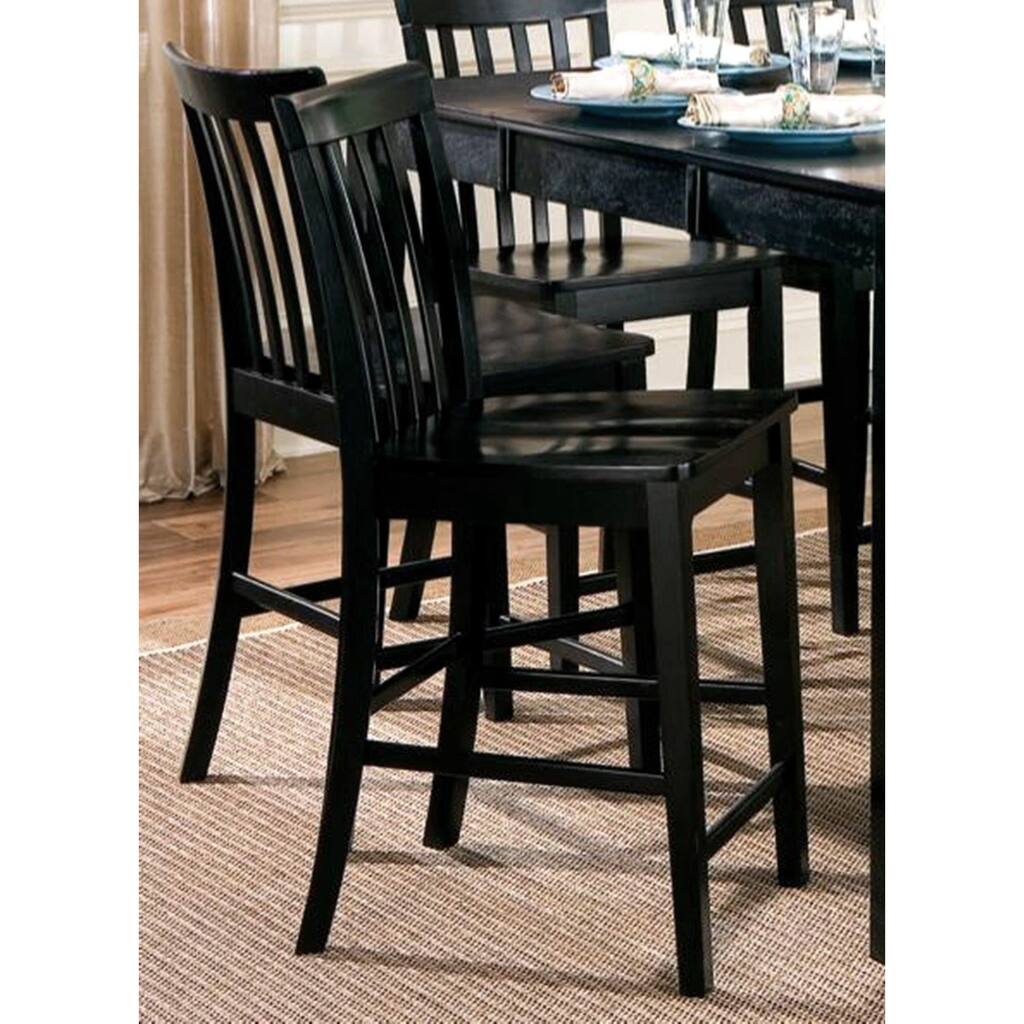 Slat Back Design Black Counter Height Stools (Set of 2)