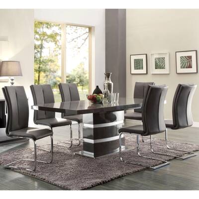 Modern Italian Design Dining Set with Grey Upholstered Chairs