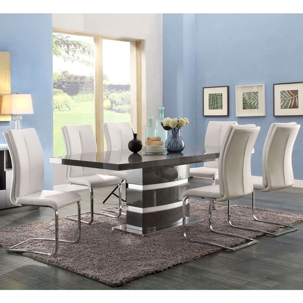 Modern Italian Design Dining Set with White Upholstered Chairs ... Modern Italian Design Dining Set with White Upholstered Chairs ...