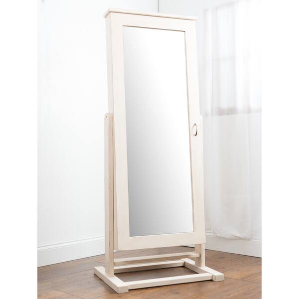Shop Premium White Cheval Mirror Jewelry Cabinet Armoire Box Stand