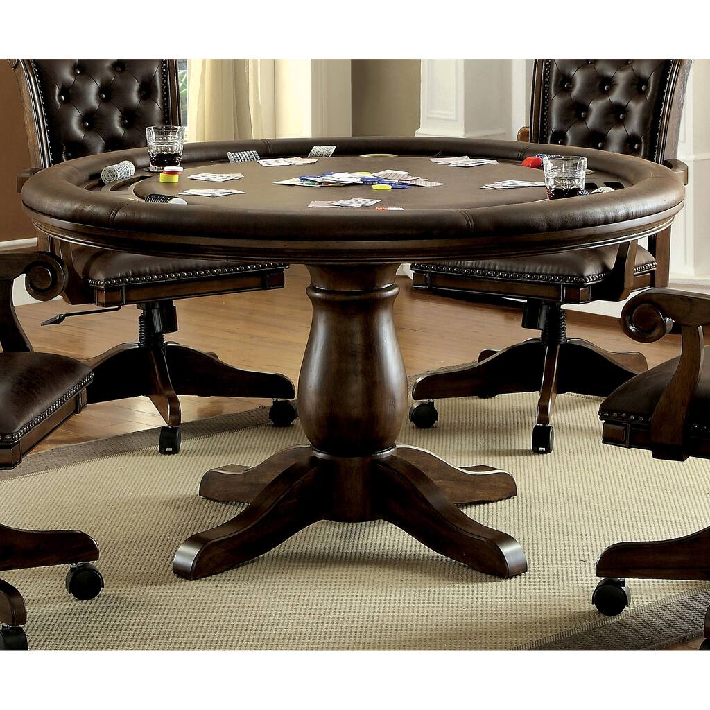 Furniture of America Genn Traditional Brown Round Game Table