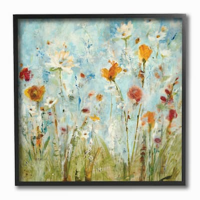 Abstract Summer Wildflowers Framed Giclee Texturized Art