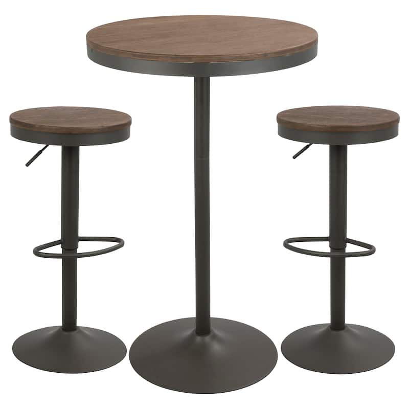 Dakota 3pc Industrial Pub/Dining Set by LumiSource - N/A - Grey/Brown