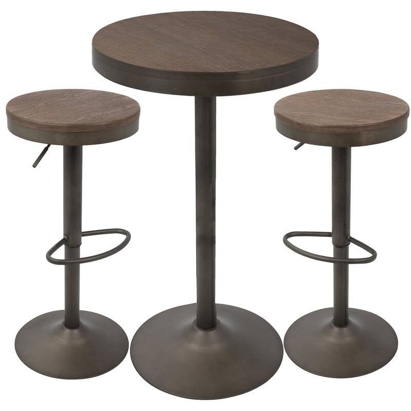 Dakota 3pc Industrial Pub/Dining Set by LumiSource - N/A - Antique/Brown