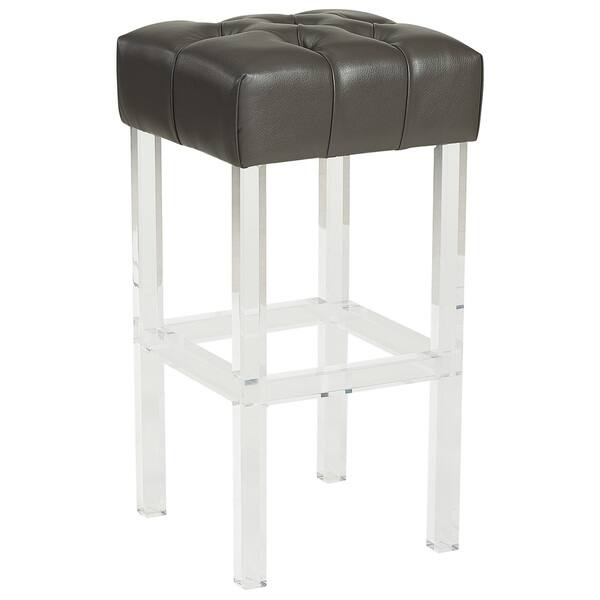 Shop Noor Bonded Leather Acrylic 30 In Bar Stool Overstock