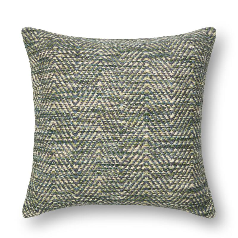 Woven Multi Green/ Plum Chevron 22-inch Throw Pillow or Pillow Cover - green/plum cover only