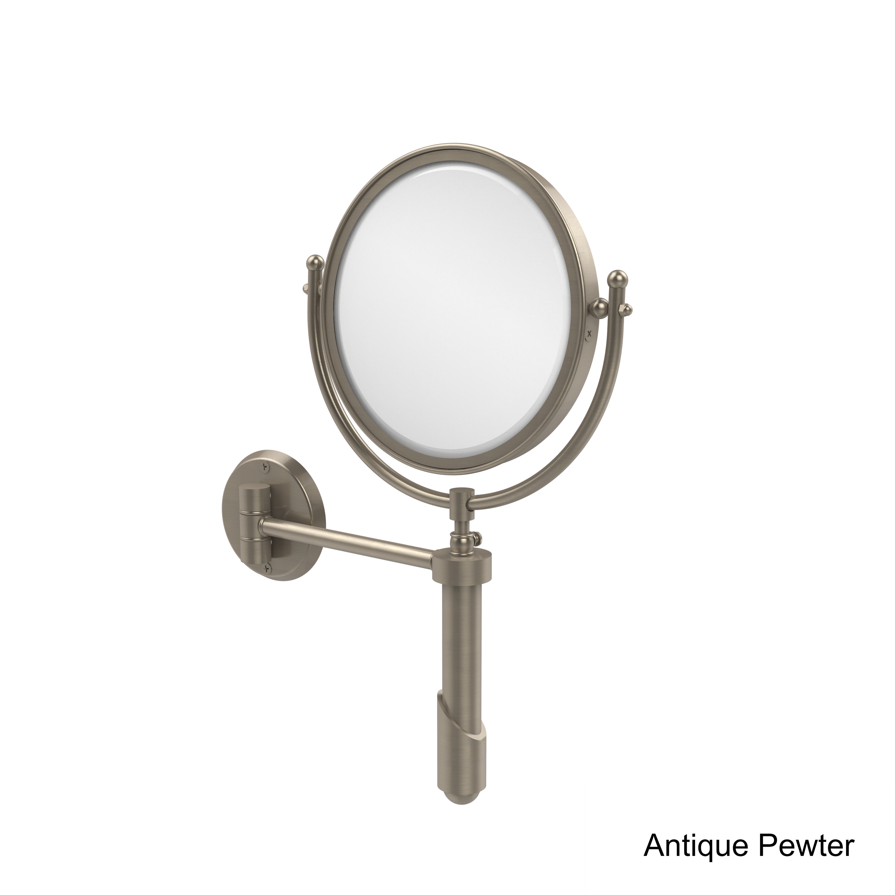 Allied Brass Soho 8-in x 15-in Antique Pewter Double-Sided Magnifying Wall-Mounted Vanity Mirror Allied Brass Soho 8-in x 15-in Antique Pewter Double-Sided Magnifying Wall-Mounted Vanity Mirror