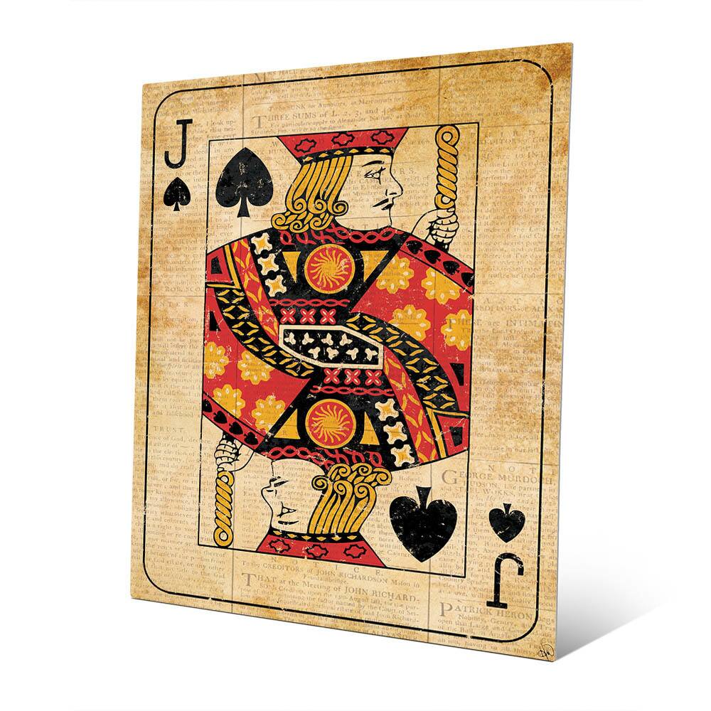 Vintage Jack Playing Card Wall Art Print on Metal