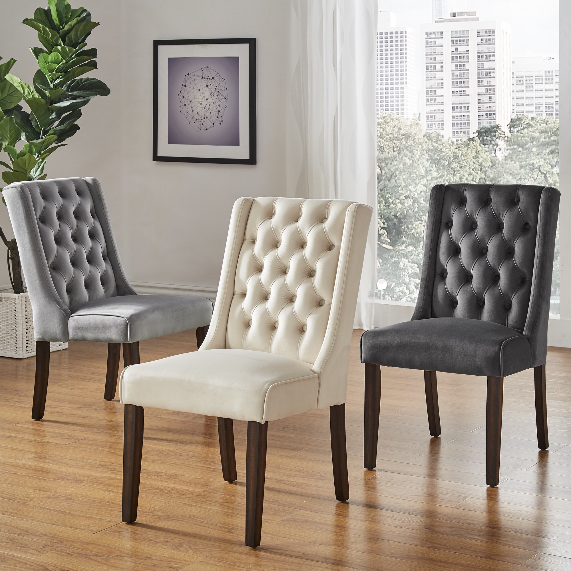 Evelyn Ii Velvet Tufted Wingback Hostess Chairs Set Of 2 By Evelyn Ii Velvet Tufted Wingback