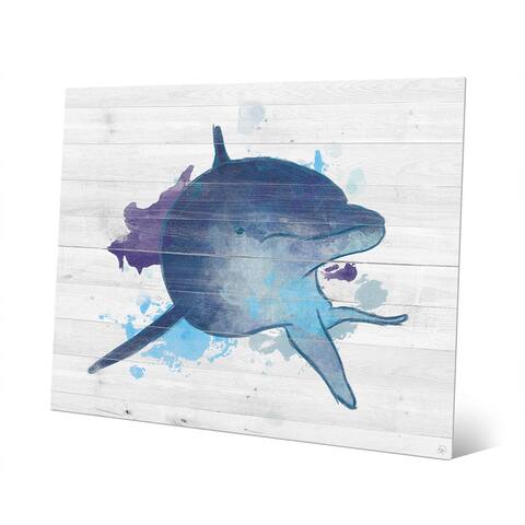 Painted Watercolor Dolphin Wall Art Print on Metal