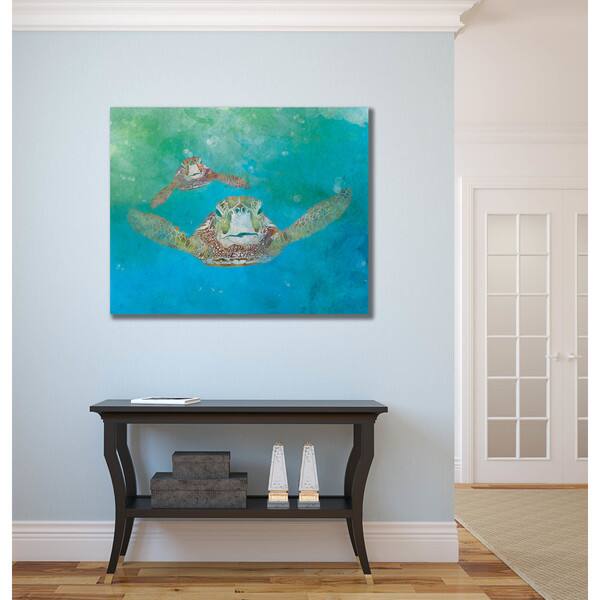 Shop 2 Sea Turtles Swimming Wall Art Print On Metal Overstock 16306489