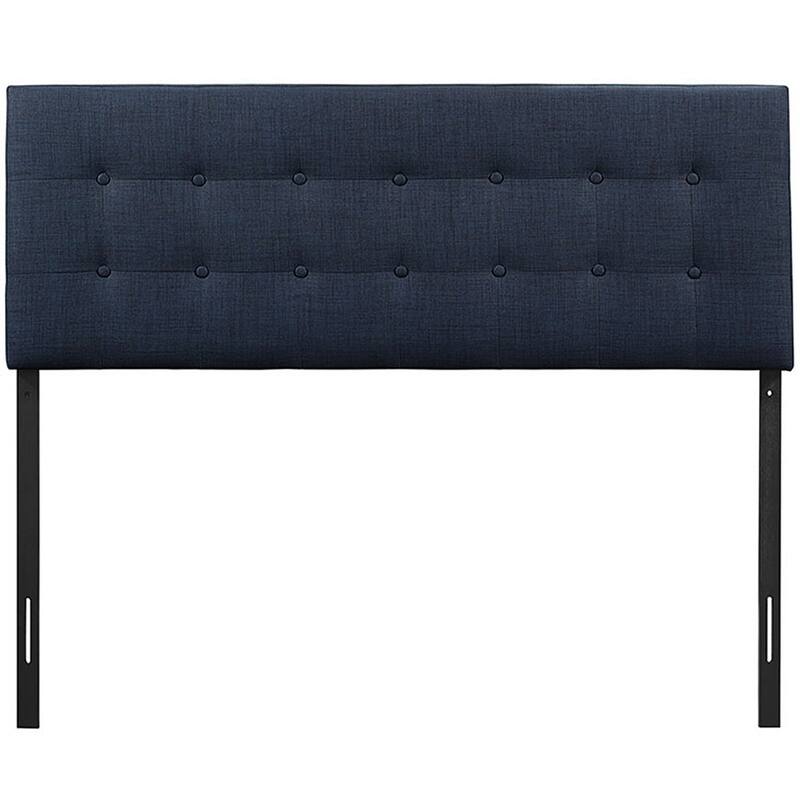 Hixson Stylish Dark Blue Fabric Upholstered Queen Size Headboard