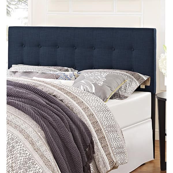 Hixson Stylish Dark Blue Fabric Upholstered Queen Size Headboard Overstock 16307550