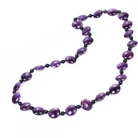 Round Cut Choice of Gemstone Endless Beaded Necklace-28 inch